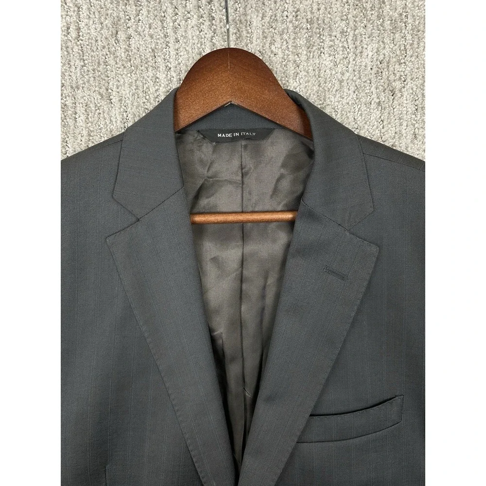 G. Manzoni Mens Gray Blazer Jacket Reda Super 110 2-Button striped Wool 40R